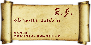 Rápolti Jolán névjegykártya